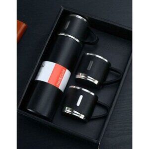 Flask Thermos Black Insulated Stainless Steel Gift Set 6 - 12 Hours Hot Cold